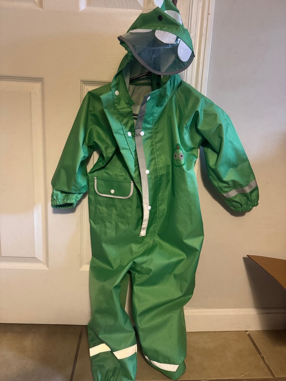 Green Kids One-Piece Rain Suit with Hood